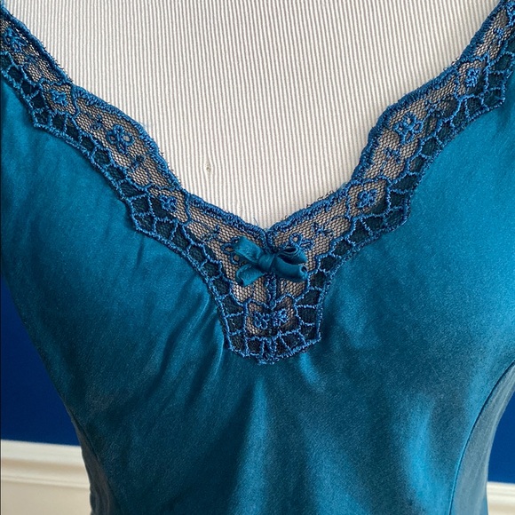 Victoria’s Secret Teal Lace Trim Slip Dress Lingerie - Picture 3 of 7